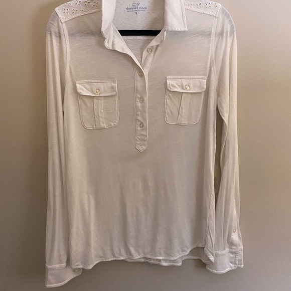 Vineyard Vines Cotton Popover with Eyelet Detail - Picture 3 of 6